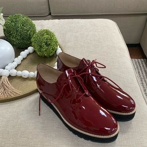 Eileen Fisher dark red patent shoes
